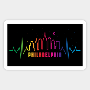 Philadelphia Philly Philly Pride City Skyline EKG Heartbeat Magnet
